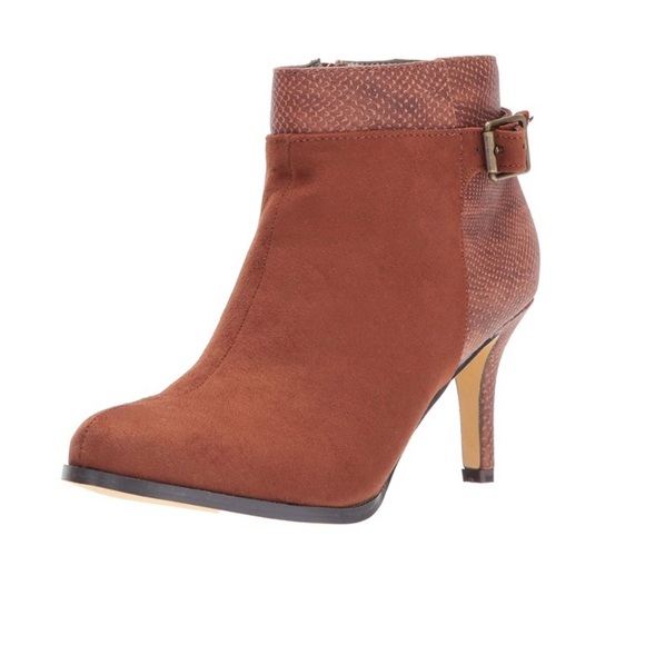 Whiskey Cognac Pointy Toe Kitten Heel Ankle Boots - Picture 5 of 8